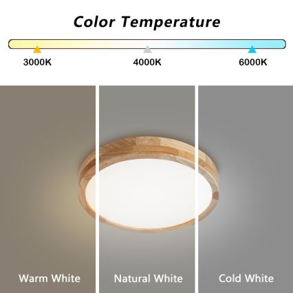 Brilagi - LED stropna svjetiljka WOODLINE LED/24W/230V 3000/4000/6000K hrast prom. 30 cm