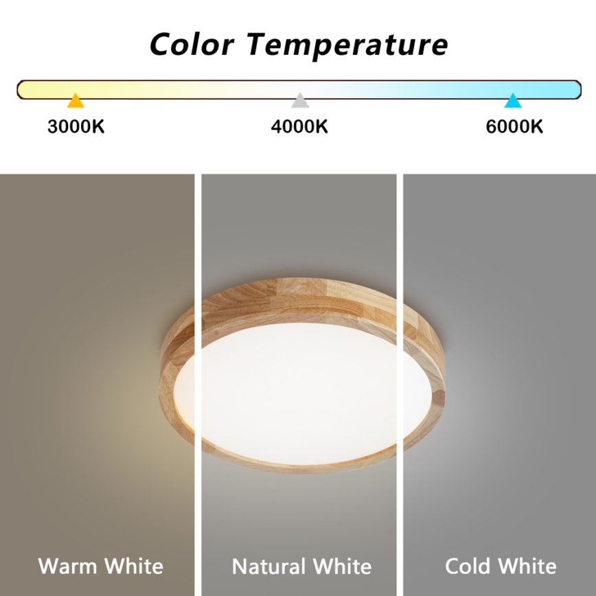 Brilagi - LED stropna svjetiljka WOODLINE LED/24W/230V 3000/4000/6000K hrast prom. 30 cm
