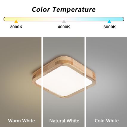 Brilagi - LED stropna svjetiljka WOODLINE SQUARE LED/32W/230V 3000/4000/6000K hrast 30x30 cm