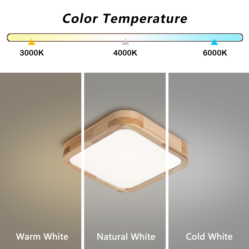 Brilagi - LED stropna svjetiljka WOODLINE SQUARE LED/32W/230V 3000/4000/6000K hrast 30x30 cm