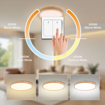 Brilagi - LED stropna svjetiljka WOODROUND LED/70W/230V 3000/4000/6000K Ø 80 cm drvo CRI 90