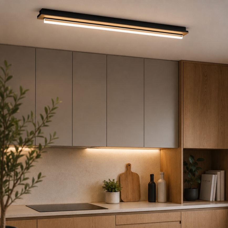 Brilagi - LED stropna svjetiljka WOODY FLAT LED/25W/230V 118 cm hrast/crna