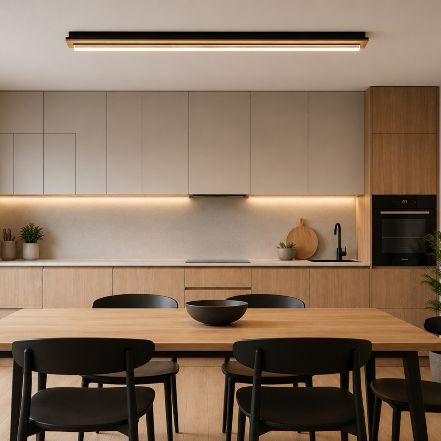 Brilagi - LED stropna svjetiljka WOODY FLAT LED/25W/230V 118 cm hrast/crna