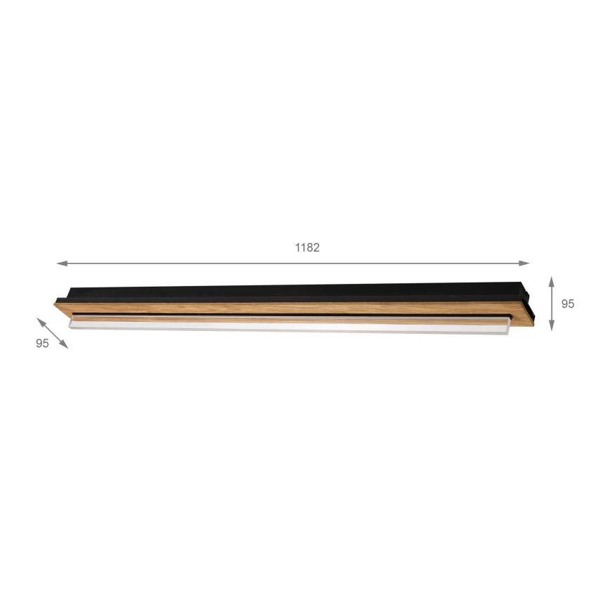 Brilagi - LED stropna svjetiljka WOODY FLAT LED/25W/230V 118 cm hrast/crna