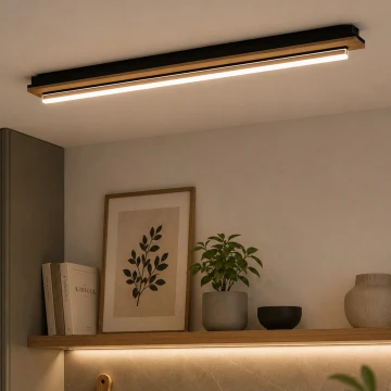 Brilagi - LED stropna svjetiljka WOODY FLAT LED/25W/230V hrast/crna