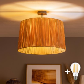 Brilagi - LED stropni luster CERIA BOHO 1xE27/60W/230V Ø 50 cm crna/rafija