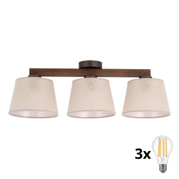 BRILAGI - LED stropni luster LATTE 3xE27/15W/230V borovina/bež