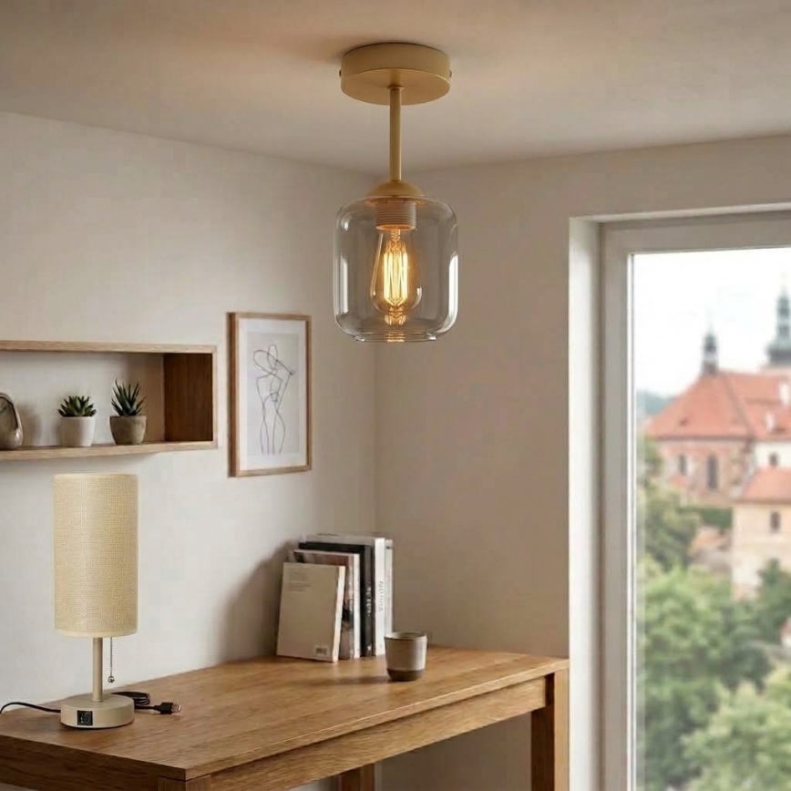BRILAGI - LED stropni luster RETRO GLASS 1xE27/60W/230V Ø 14 cm bež/dimna siva