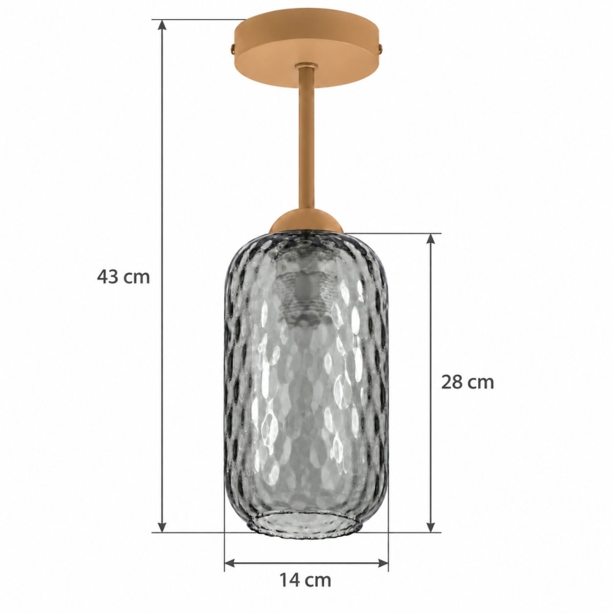 BRILAGI - LED stropni luster RETRO GLASS 1xE27/60W/230V Ø 14 cm bež/dimno siva