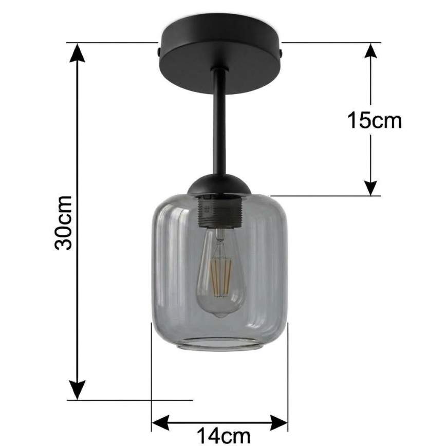 BRILAGI - LED plafonski luster RETRO GLASS 1xE27/60W/230V Ø 14 cm crna/dimno-siva