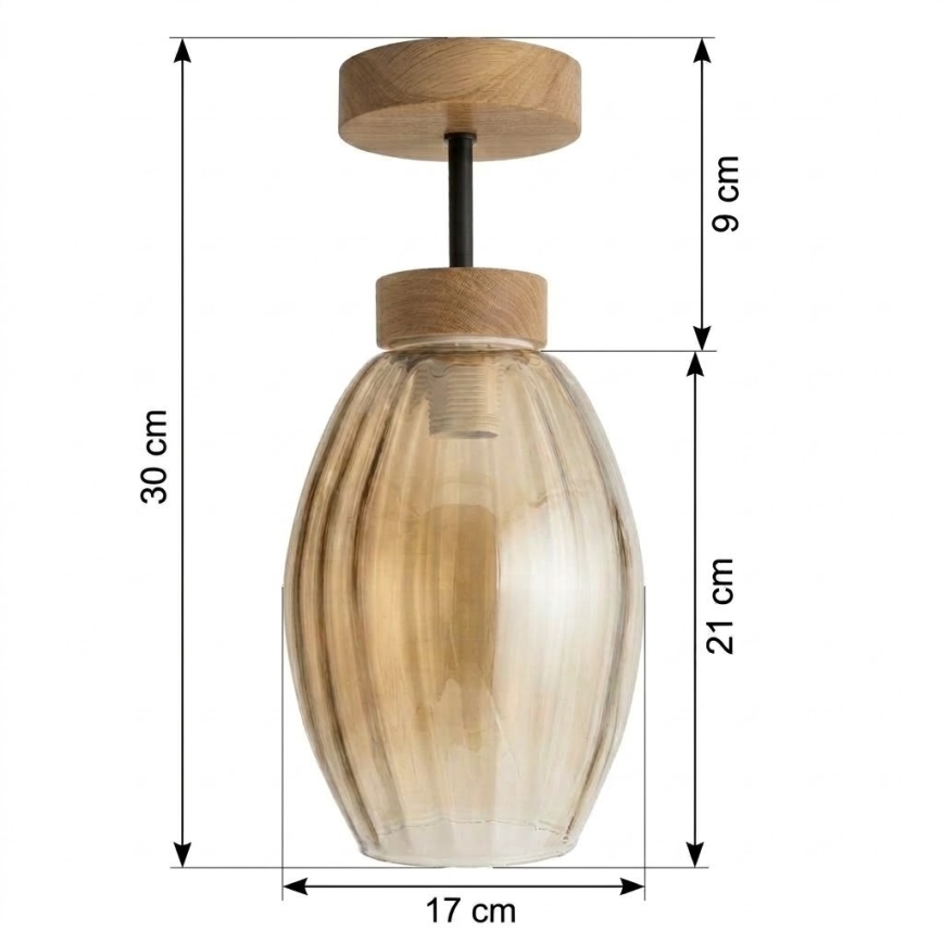 BRILAGI - LED Nadgradni luster RETRO GLASS 1xE27/60W/230V Ø 17 cm hrast/dimno bež