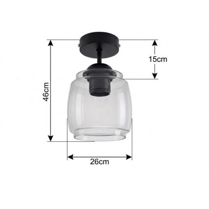 BRILAGI - LED Stropni luster RETRO GLASS 1xE27/60W/230V Ø 26 cm crna/dimno-siva