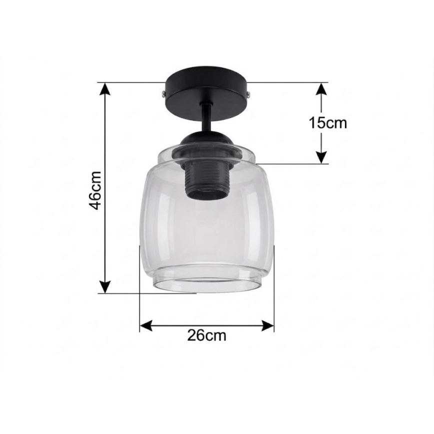 BRILAGI - LED Stropni luster RETRO GLASS 1xE27/60W/230V Ø 26 cm crna/dimno-siva