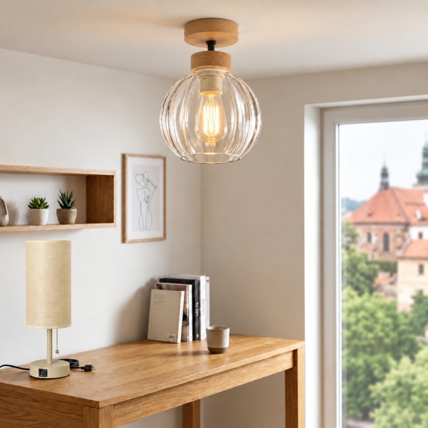 BRILAGI - LED stropni luster RETRO GLASS 1xE27/60W/230V pr. 18 cm hrast/prozirno