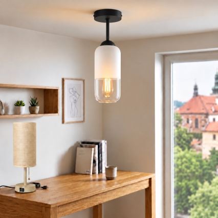 BRILAGI - LED stropni luster RETRO GLASS 1xE27/60W/230V Ø 14 cm crna/bijela