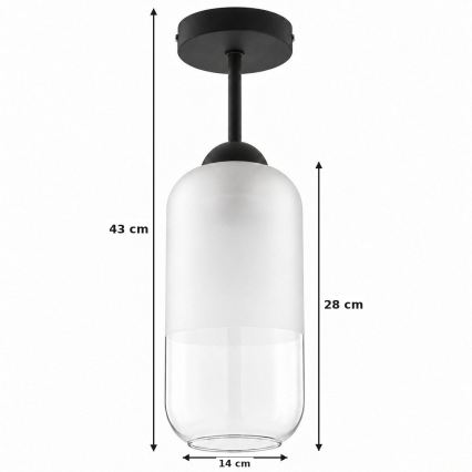 BRILAGI - LED stropni luster RETRO GLASS 1xE27/60W/230V Ø 14 cm crna/bijela