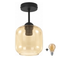 BRILAGI - LED stropni luster RETRO GLASS 1xE27/60W/230V Ø 14 cm crna/dimljeno bež