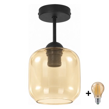 BRILAGI - LED stropni luster RETRO GLASS 1xE27/60W/230V Ø 14 cm crna/dimljeno bež
