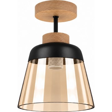 BRILAGI - LED stropni luster RETRO GLASS 1xE27/60W/230V Ø 15,5 cm hrast/zadimljeno bež