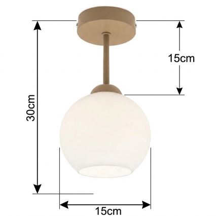 BRILAGI - LED stropni luster RETRO GLASS 1xE27/60W/230V Ø 15 cm bež/bijela