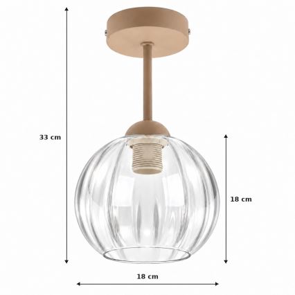 BRILAGI - LED Stropni luster RETRO GLASS 1xE27/60W/230V Ø 18 cm bež/proziran