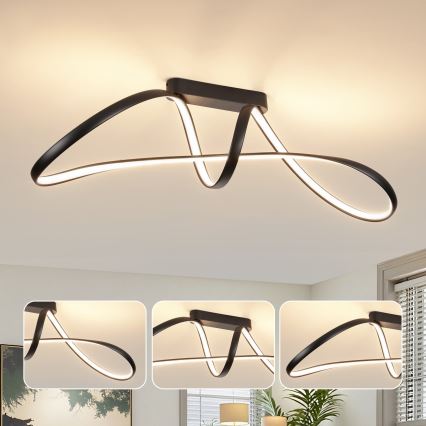 Brilagi - TWISTER LED površinski montirani luster s mogućnošću prigušivanja, 60W/230V, 3000–6000K, crni + daljinski upravljač