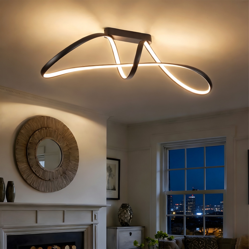 Brilagi - TWISTER LED površinski montirani luster s mogućnošću prigušivanja, 60W/230V, 3000–6000K, crni + daljinski upravljač