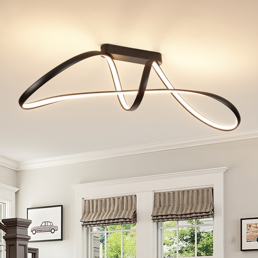 Brilagi - TWISTER LED površinski montirani luster s mogućnošću prigušivanja, 60W/230V, 3000–6000K, crni + daljinski upravljač