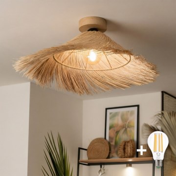 Brilagi - LED stropni luster za površinsku montažu CERIA BOHO 1xE27/40W/230V Ø 100 cm ratan/hrast
