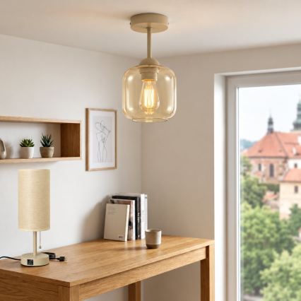 BRILAGI - LED površinski montiran stropni luster RETRO GLASS 1xE27/60W/230V pr. 14 cm bež/zadimljeno bež