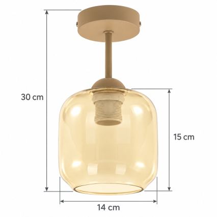 BRILAGI - LED površinski montiran stropni luster RETRO GLASS 1xE27/60W/230V pr. 14 cm bež/zadimljeno bež