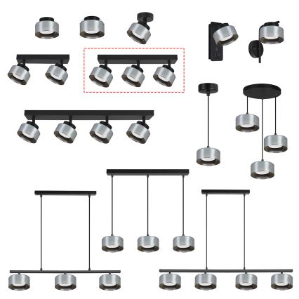 Brilagi - LED Stropni spot AURA LUX 3xGX53/30W/230V crna/dimna