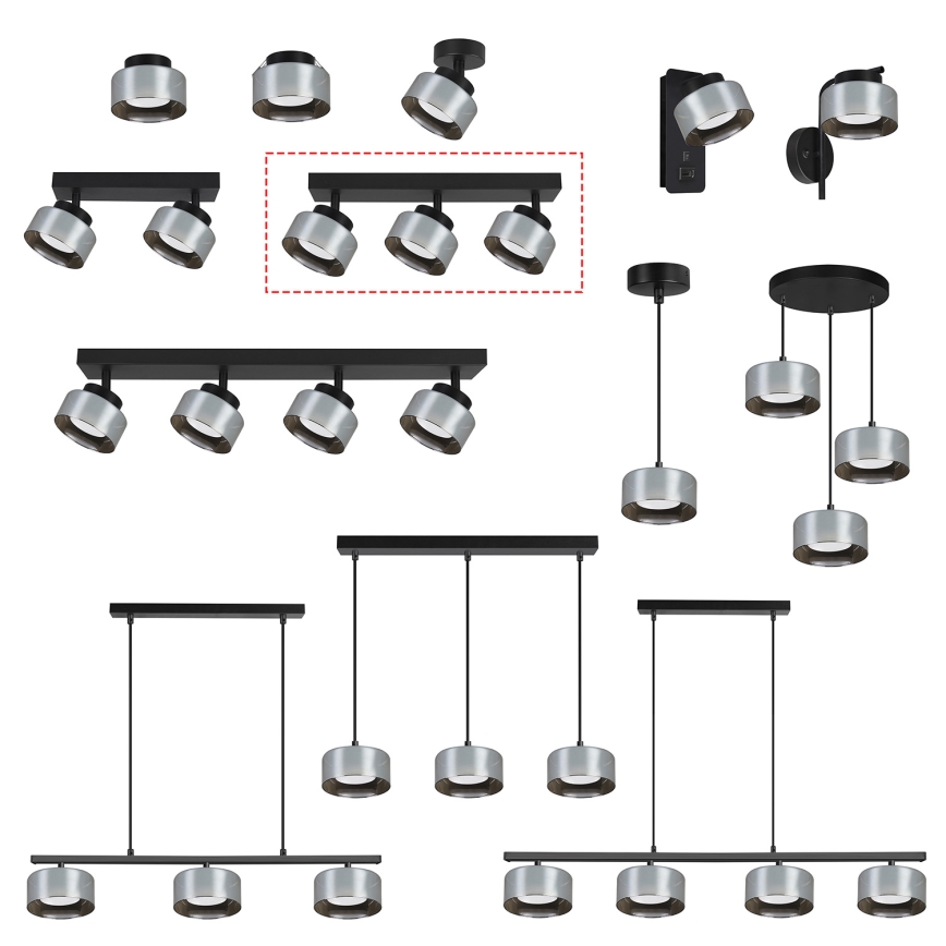 Brilagi - LED Stropni spot AURA LUX 3xGX53/30W/230V crna/dimna