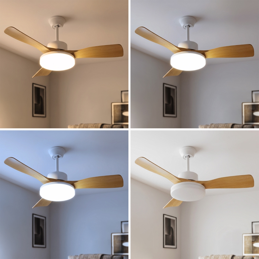 Brilagi - stropni LED ventilator s prigušivanjem LED/34W/230V 3000-6500K pr. 106 cm bijela/smeđa + daljinski upravljač