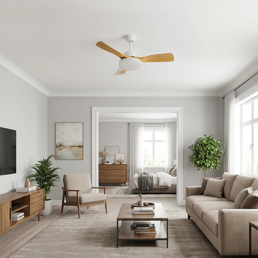 Brilagi - stropni LED ventilator s prigušivanjem LED/34W/230V 3000-6500K pr. 106 cm bijela/smeđa + daljinski upravljač