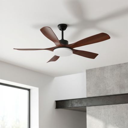 Brilagi - LED prigušivi stropni ventilator LED/34W/230V 132 cm crna/smeđa + daljinski upravljač