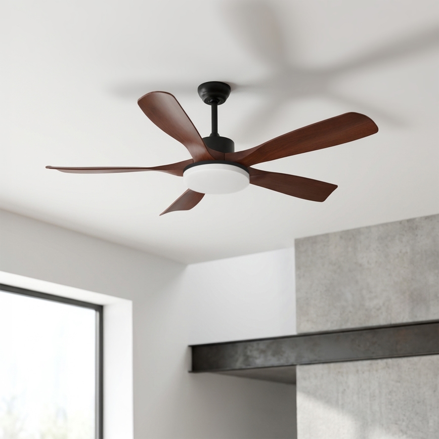 Brilagi - LED prigušivi stropni ventilator LED/34W/230V 132 cm crna/smeđa + daljinski upravljač