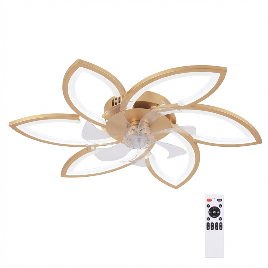 Brilagi - LED stropni ventilator s prigušivanjem LED/34W/230V 3000-6500K pr. 78 cm zlatni + daljinski upravljač