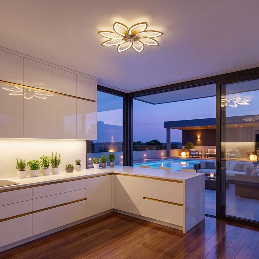 Brilagi - LED prigušivi stropni ventilator LED/43W/230V Ø 90 cm, zlatni + daljinski upravljač