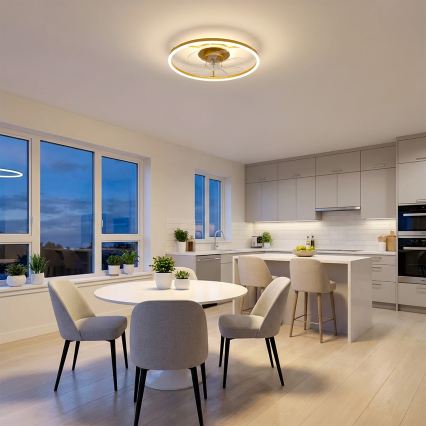Brilagi - LED prigušivi stropni ventilator LED/66W/230V 3000-6500K prom. 55 cm bijela/zlatna + daljinski upravljač
