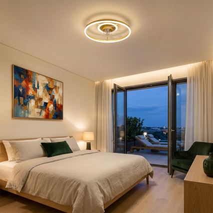 Brilagi - LED prigušivi stropni ventilator LED/66W/230V 3000-6500K prom. 55 cm bijela/zlatna + daljinski upravljač