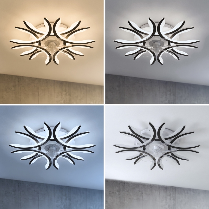 Brilagi - Stropni ventilator s prigušivom LED rasvjetom, 70W/230V, pr. 76 cm, crni + daljinski upravljač