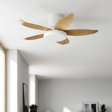 Brilagi - LED stropni ventilator s prigušivanjem, 32W/230V, 95 cm bijela/smeđa + daljinski upravljač