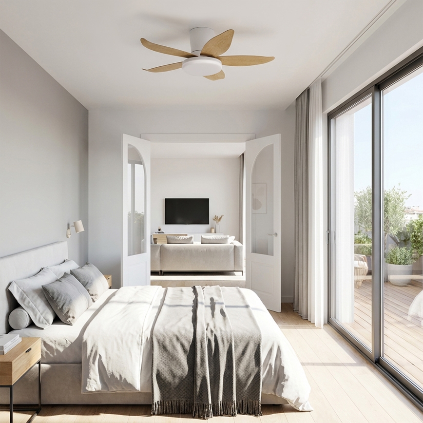 Brilagi - LED stropni ventilator s prigušivanjem, 32W/230V, 95 cm bijela/smeđa + daljinski upravljač