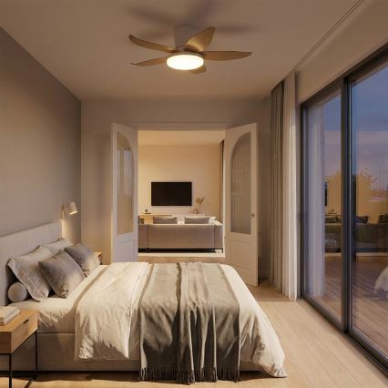 Brilagi - LED stropni ventilator s prigušivanjem, 32W/230V, 95 cm bijela/smeđa + daljinski upravljač