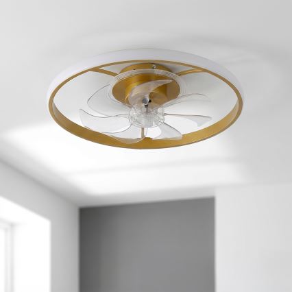 Brilagi - LED stropni ventilator s prigušivim svjetlom LED/66W/230V 55 cm bijela/zlatna + daljinski upravljač