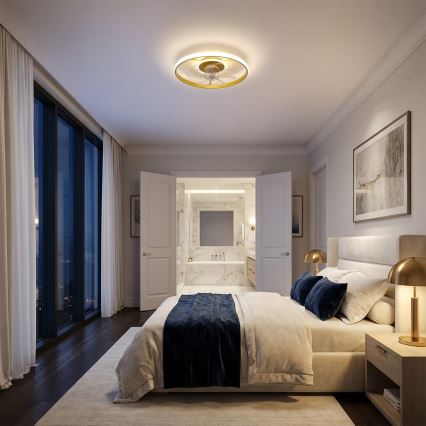 Brilagi - LED stropni ventilator s prigušivim svjetlom LED/66W/230V 55 cm bijela/zlatna + daljinski upravljač