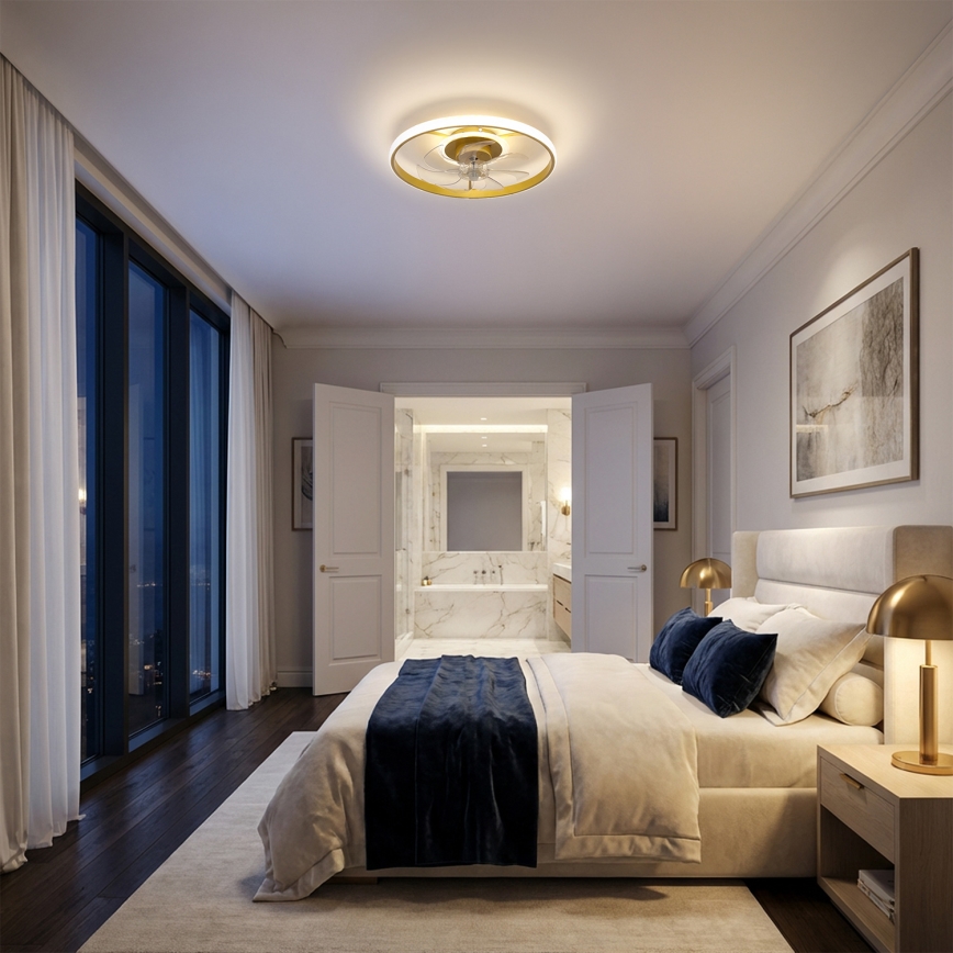 Brilagi - LED stropni ventilator s prigušivim svjetlom LED/66W/230V 55 cm bijela/zlatna + daljinski upravljač