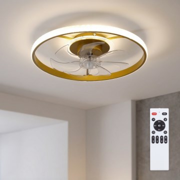 Brilagi - LED stropni ventilator s prigušivim svjetlom LED/66W/230V 55 cm bijela/zlatna + daljinski upravljač