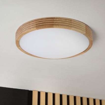 Brilagi - LED stropna svjetiljka CARVALHO MODERN SLIM 2xE27/60W/230V Ø 37,5 cm hrast